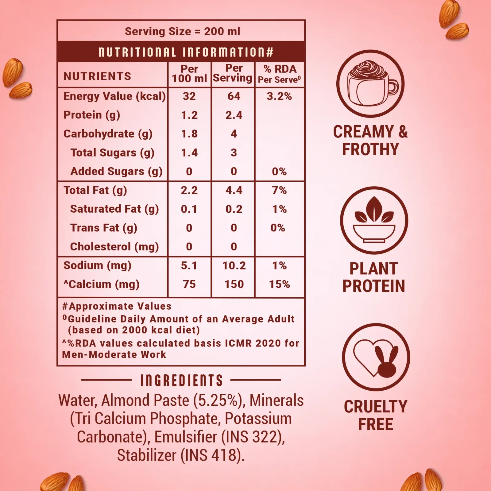 Almond Drink 1L- Plant Based, Gluten Free view 2
