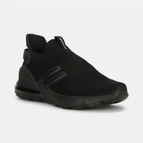 North star black woven design casual slip-on running shoes for men view 2