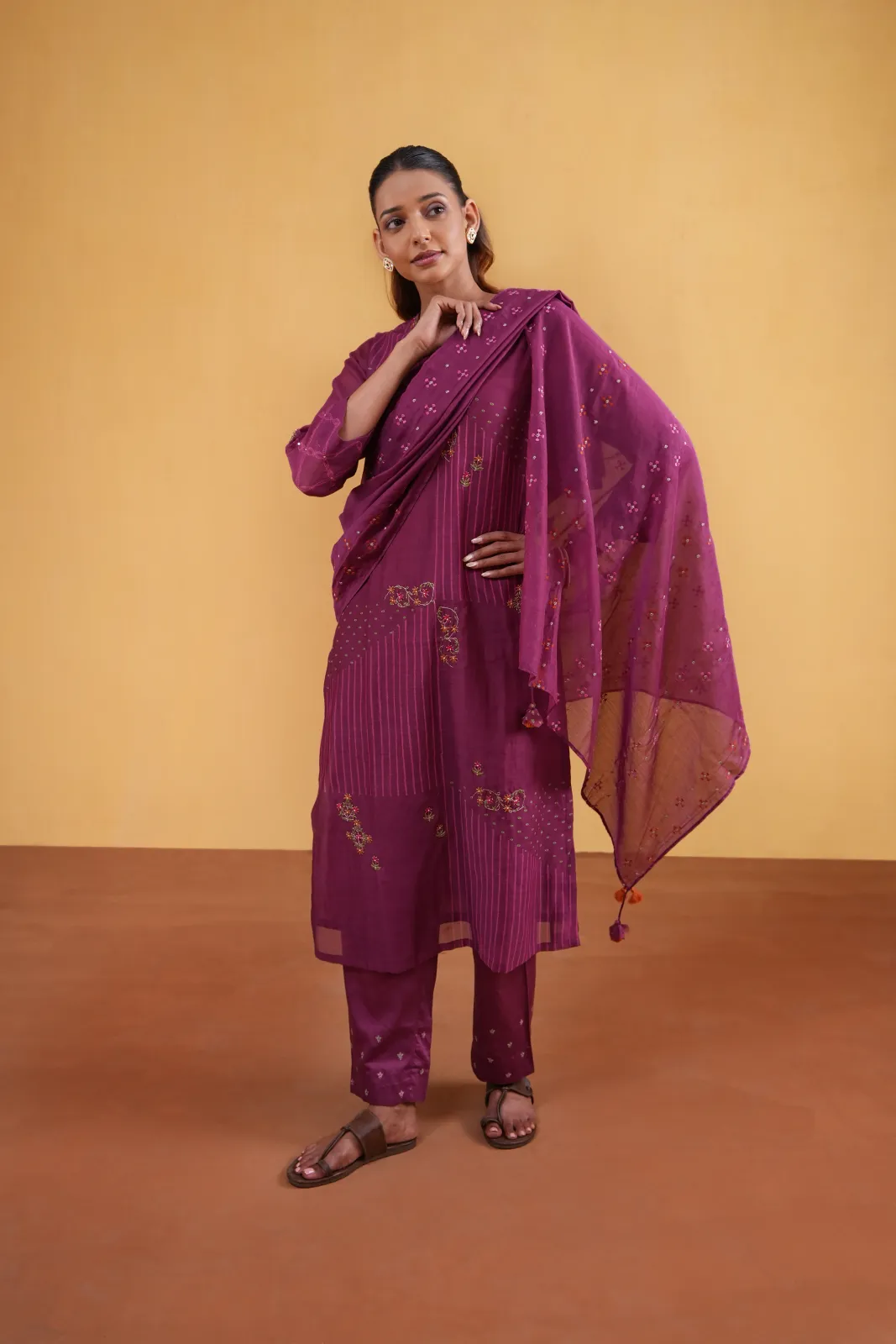 Gulnaar Suit Set- Purple