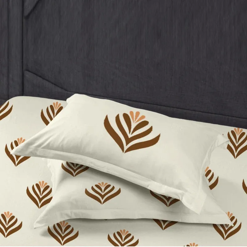 King Size Cotton Fitted Bedsheet Block Floral view 4