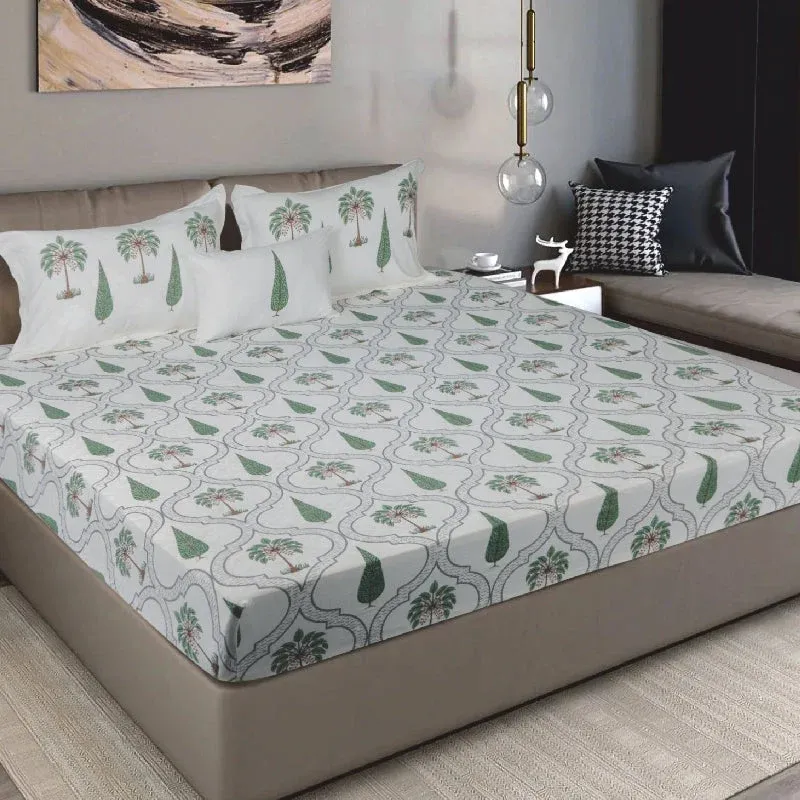 King Size Hosiery Fitted Bedsheet Botanical Print