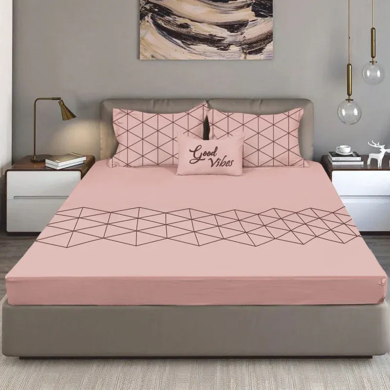 King Size Cotton Bedsheet Solid Salmon Pink