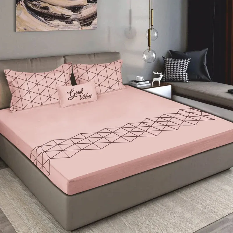 King Size Cotton Bedsheet Solid Salmon Pink