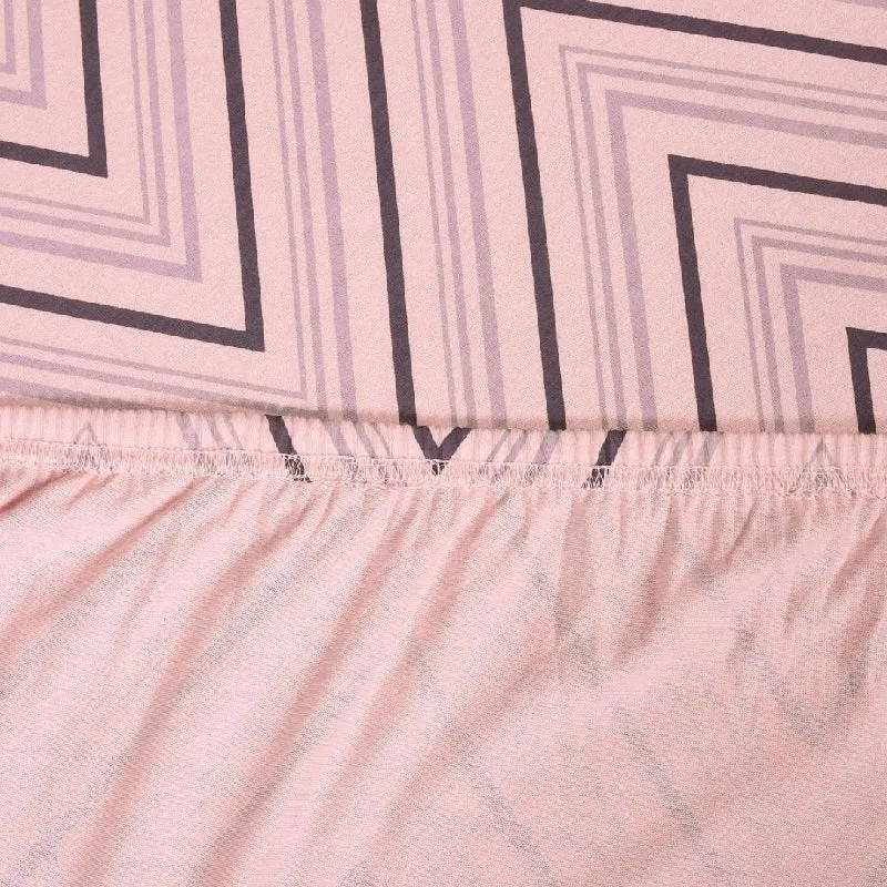 King Size Cotton Bedsheet Chevron Salmon Pink view 8