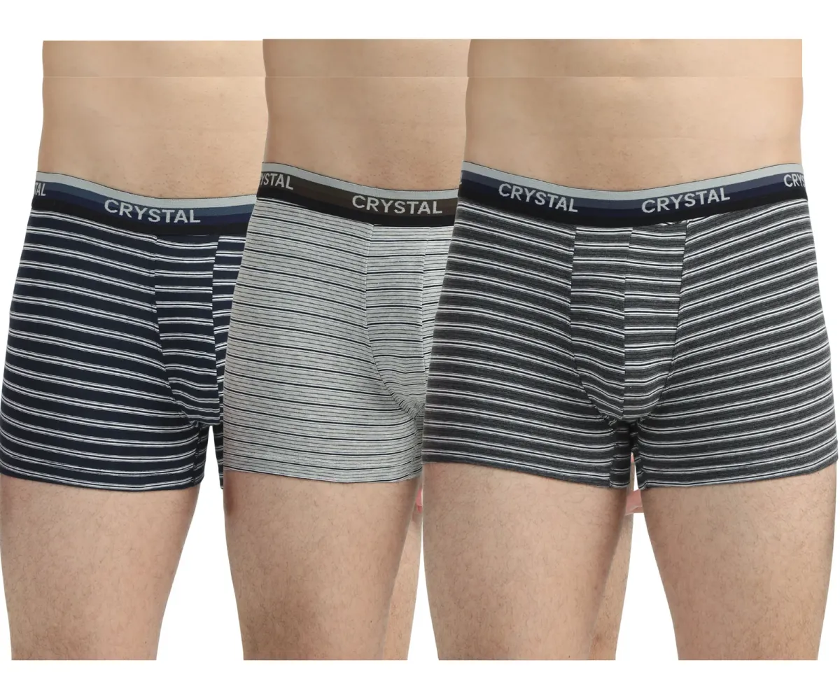 Stripo Cotton Elastane Stretch Trunks - Assorted (Pack of 3)