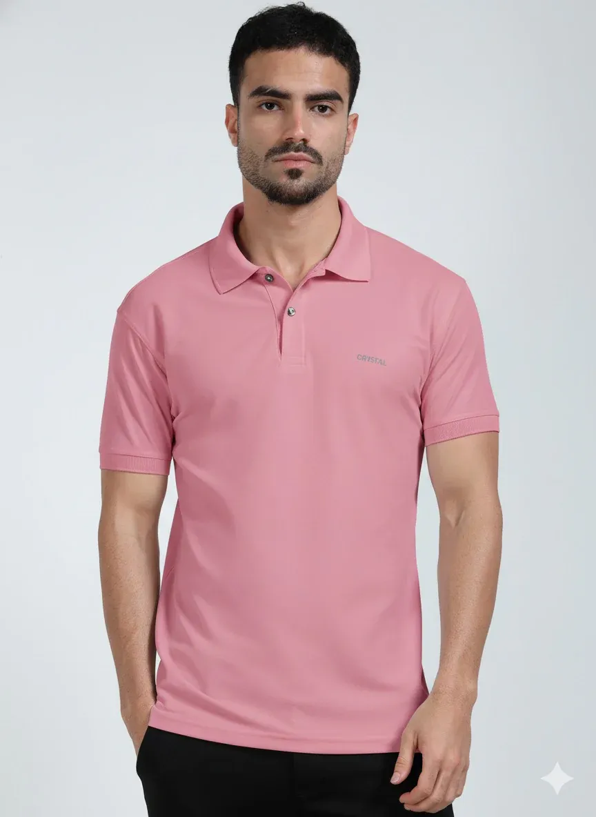 DK01 Driknit Microfiber Polo Tshirt - Heather Rose