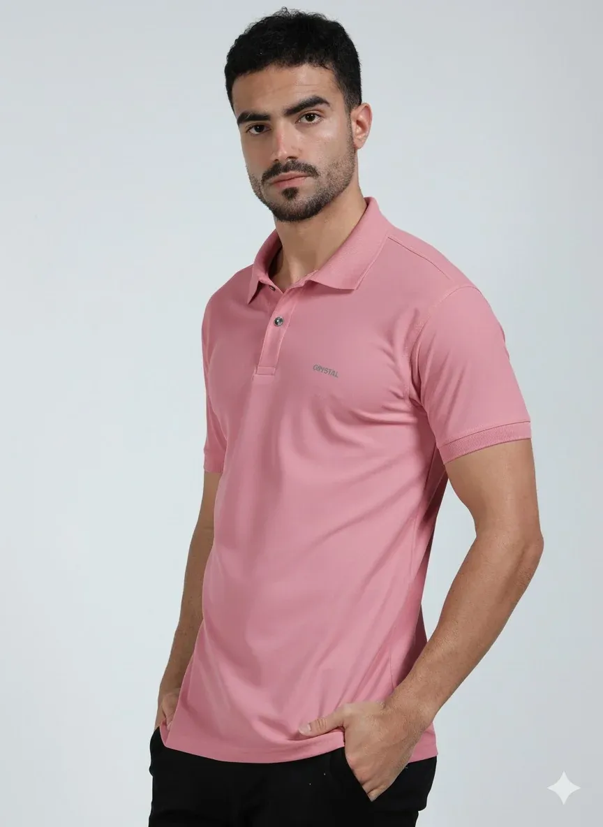 DK01 Driknit Microfiber Polo Tshirt - Heather Rose view 2