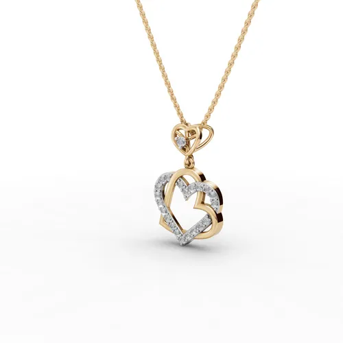 Dual Heart Pendant with Sparkling CVD Lab-Grown Diamonds view 4