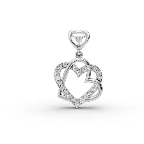 Dual Heart Pendant with Sparkling CVD Lab-Grown Diamonds view 3