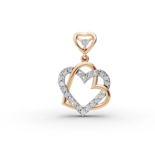 Dual Heart Pendant with Sparkling CVD Lab-Grown Diamonds
