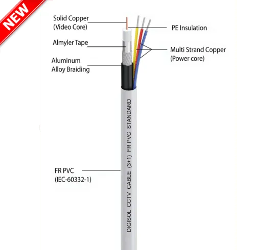 DIGISOL CCTV 3+1 Standard Cable with Al Alloy braiding 90mtrs – DGC-CC3S4F-9WCS