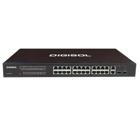 DG-FS1526HP – Digisol 24 Port Fast Ethernet PoE+ Smart Managed Switch with 2 Combo Ports