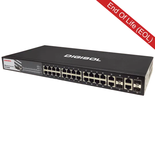 DG-FS4528E – Digisol 24 port Layer 2 Managed switch with 4 Gigabit Combo ports (RJ45/SFP)