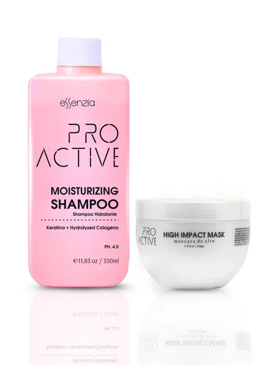 Proactive Professional Moisturizing Shampoo 350 ml with High Impact Hair Mask 250gm | For Nanoplastia Treatment, Keratin & Straightening | Dry & Frizzy Hair