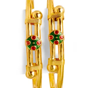 916 Gold Colorful Ball Pipe Kadali Bangle BO-