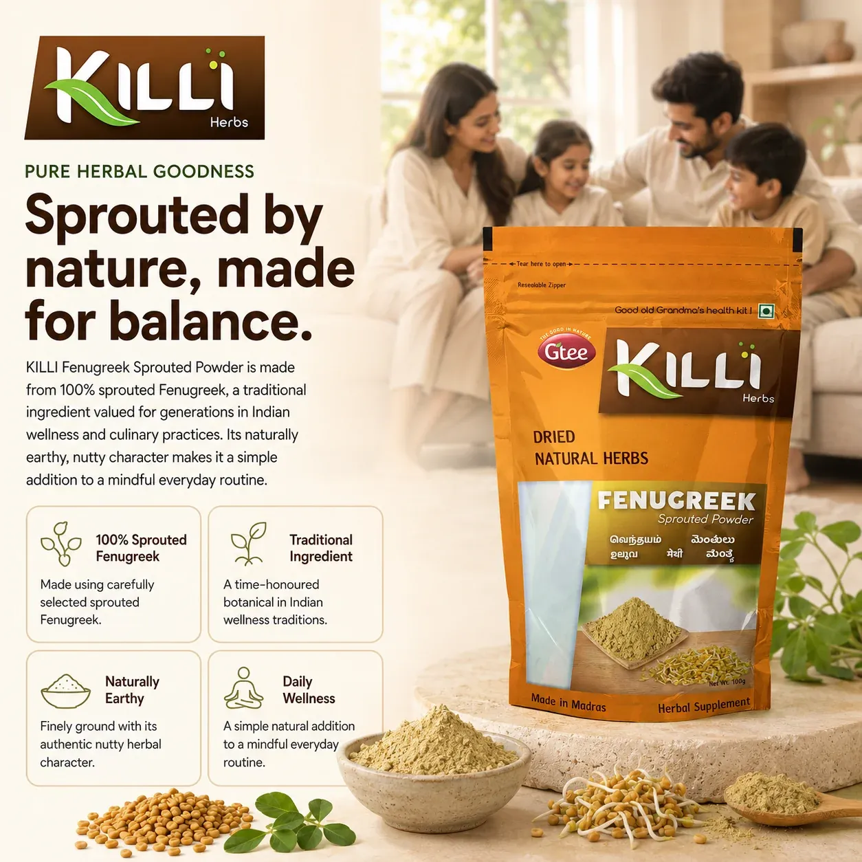 Killi Fenugreek Sprouted Powder | Vendhayam Powder | Traditional Digestive & Wellness Tonic view 4