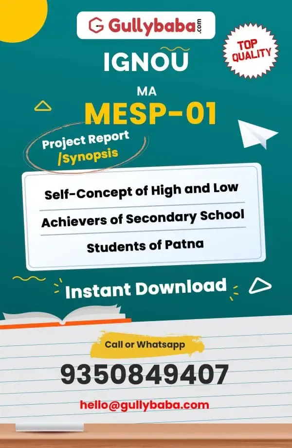 Self-Concept of High and Low Achievers of Secondary School Students of Patna