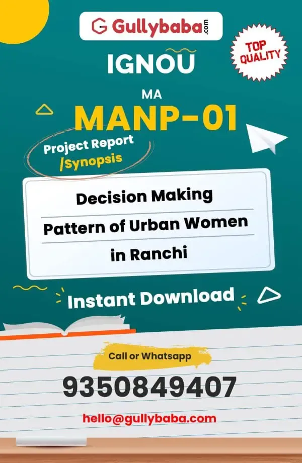Decision Making Pattern of Urban Women in Ranchi