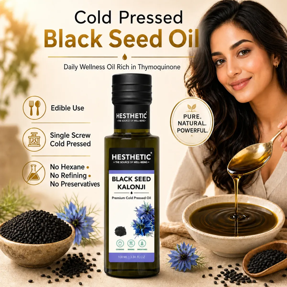 Edible Premium Cold Pressed Black Seed (Kalonji) Oil view 2