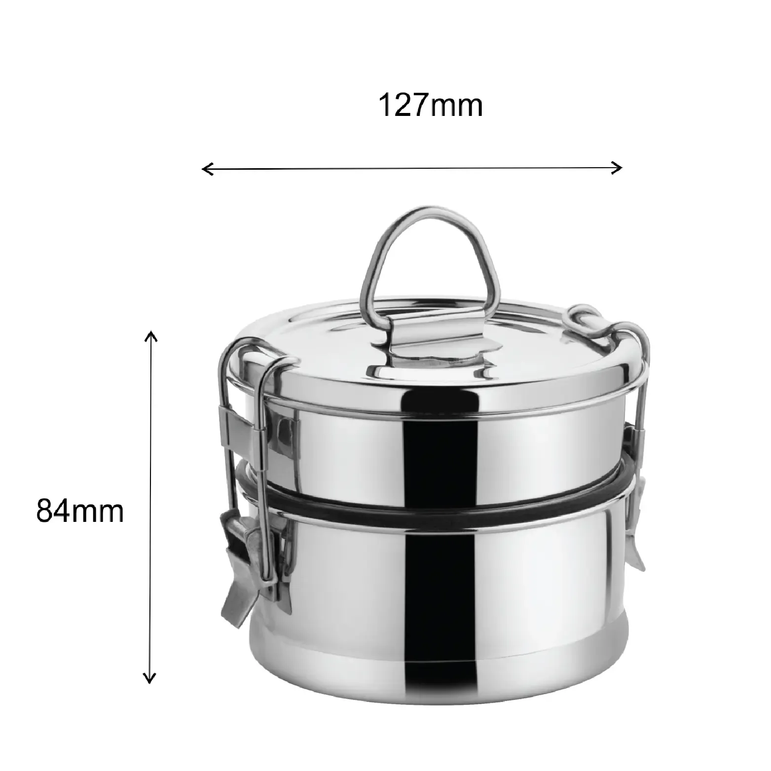 Customisable Name Round Leak Proof Lunch Box (Two Tier) view 3