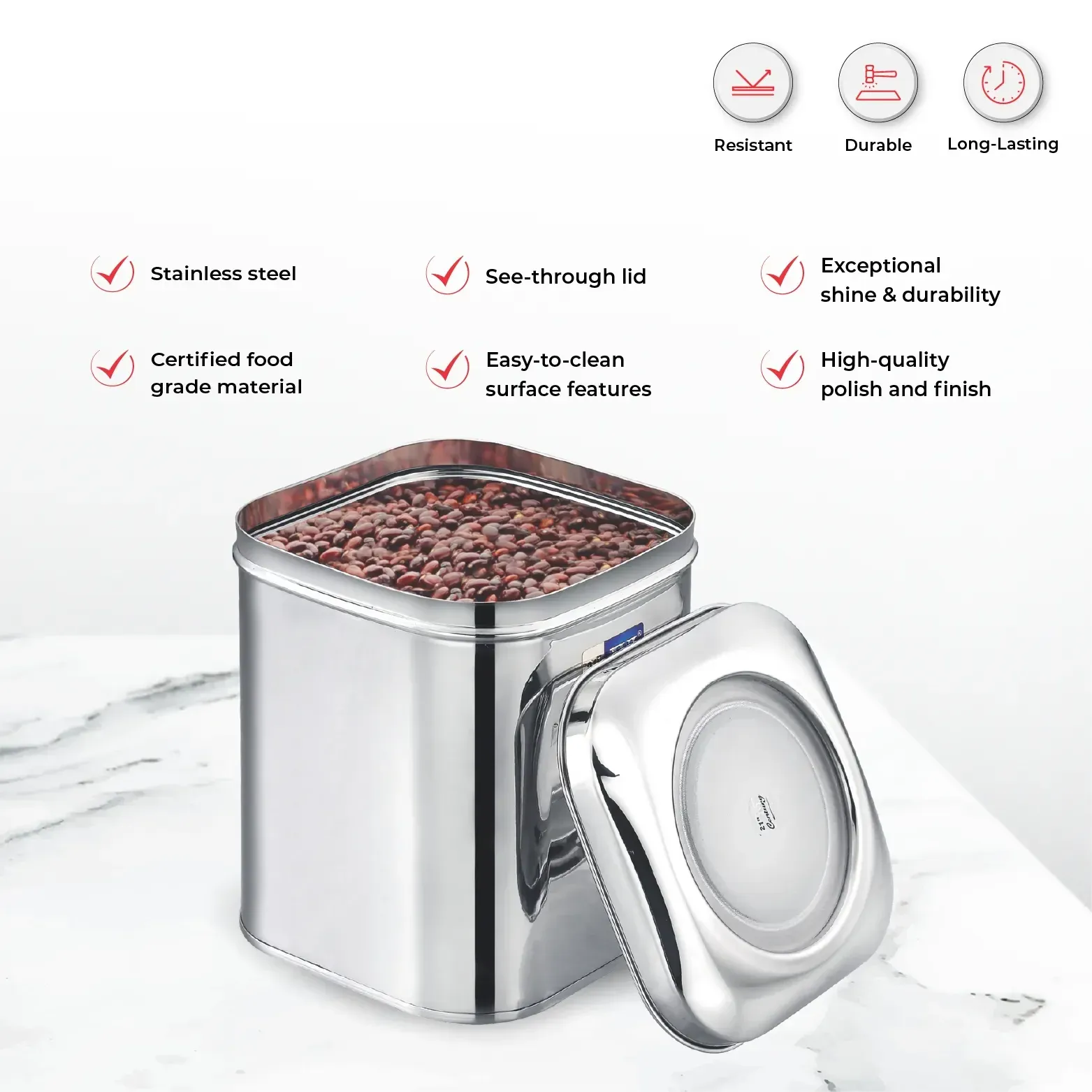 Stainless Steel Square Tin Storage Container view 3
