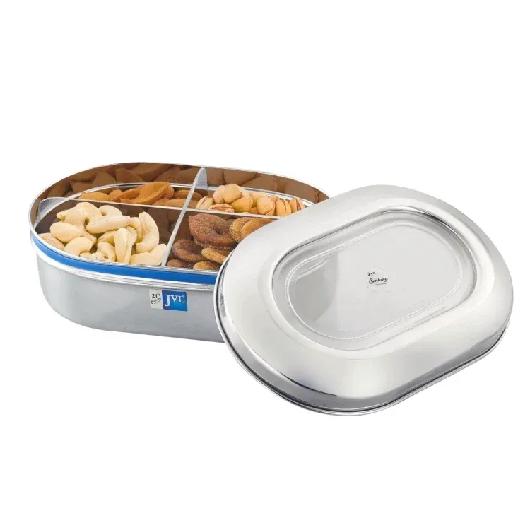Stainless Steel Capsule Dry Fruit Tin With Transparent Lid