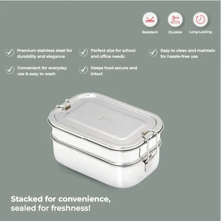 Customisable Name Rectangular Lunch Box (With Steel Plate) view 2