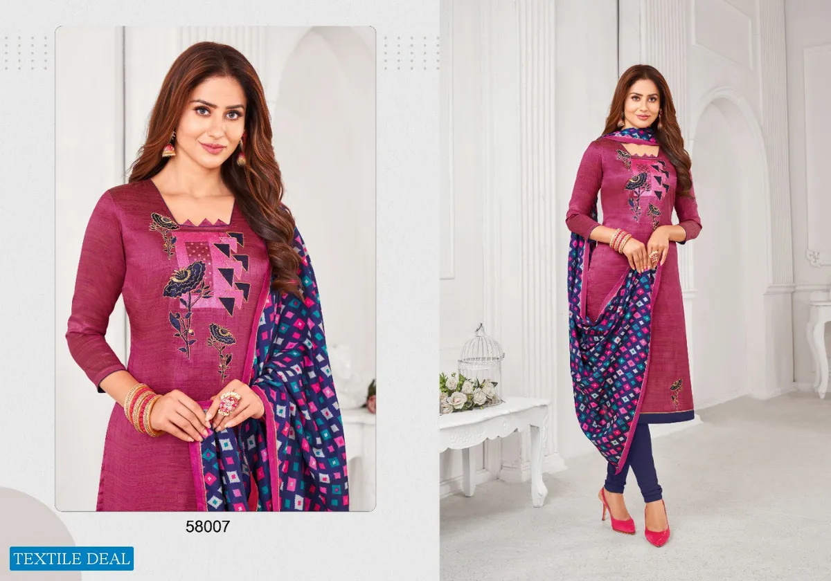 Kapil Tex Oneplus Wholesale Banarasi Slub Silk Dress Material