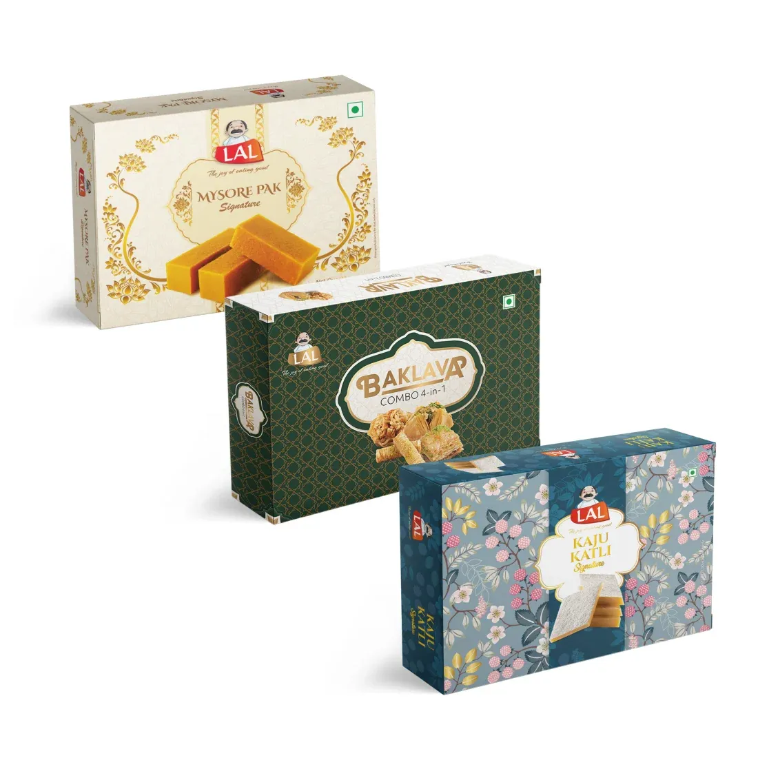 Mysore pak signature 400g, Baklava Combo 4 in 1(650g) and Kaju katli 400g