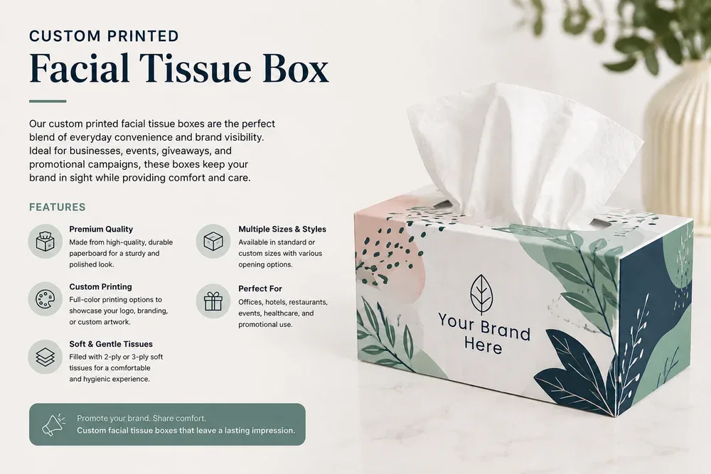 Custom Printed Facial Tissue Box
