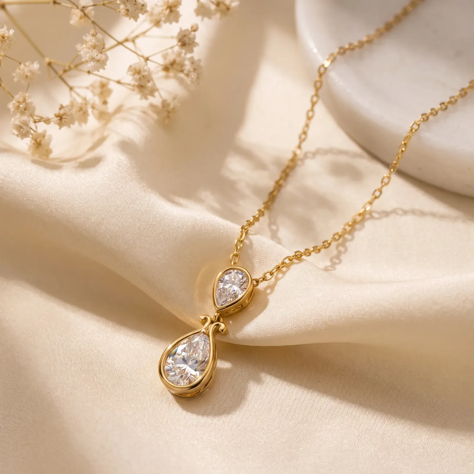 Refined Dual Pear Cut Diamond Pendant view 3
