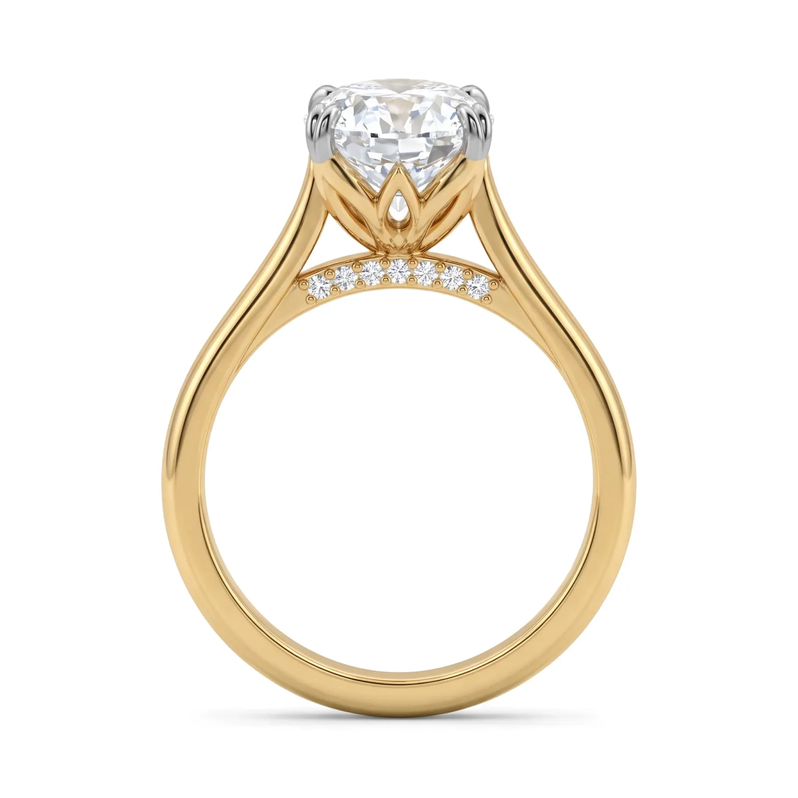 Lotus Petal Cathedral Oval Solitaire Ring view 2