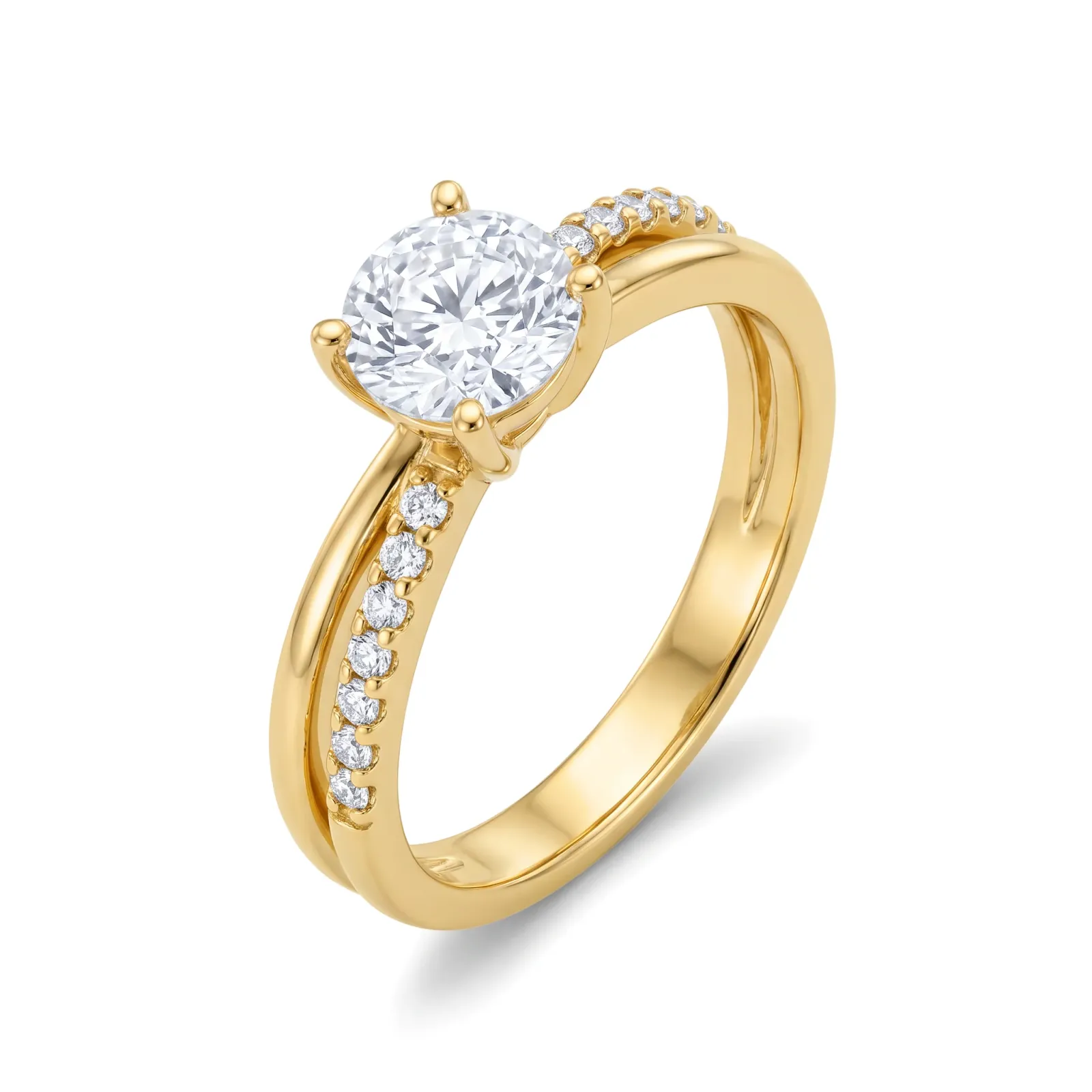 Split Shank Crossover Round Solitaire Ring view 4