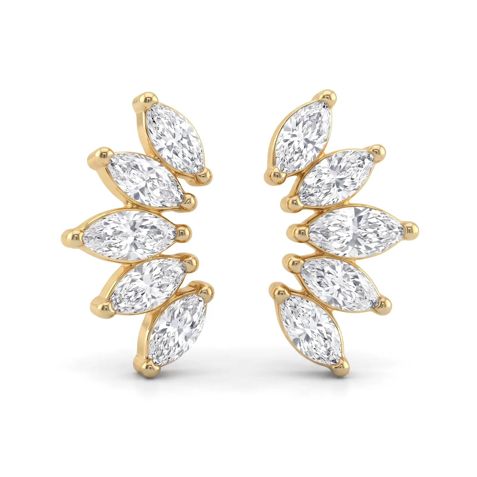 Luminous Arc Marquise Diamond Stud Earrings view 3