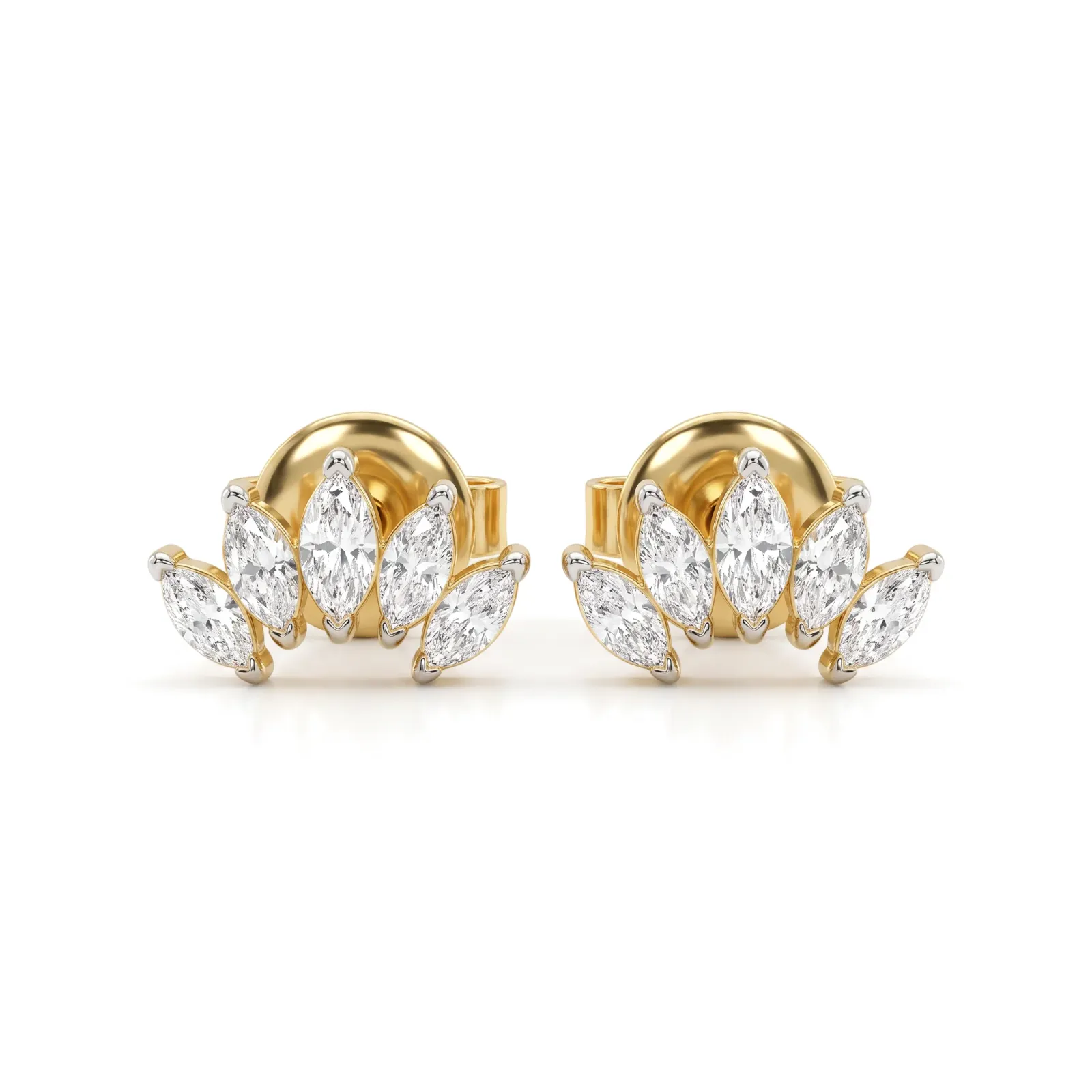 Luminous Arc Marquise Diamond Stud Earrings