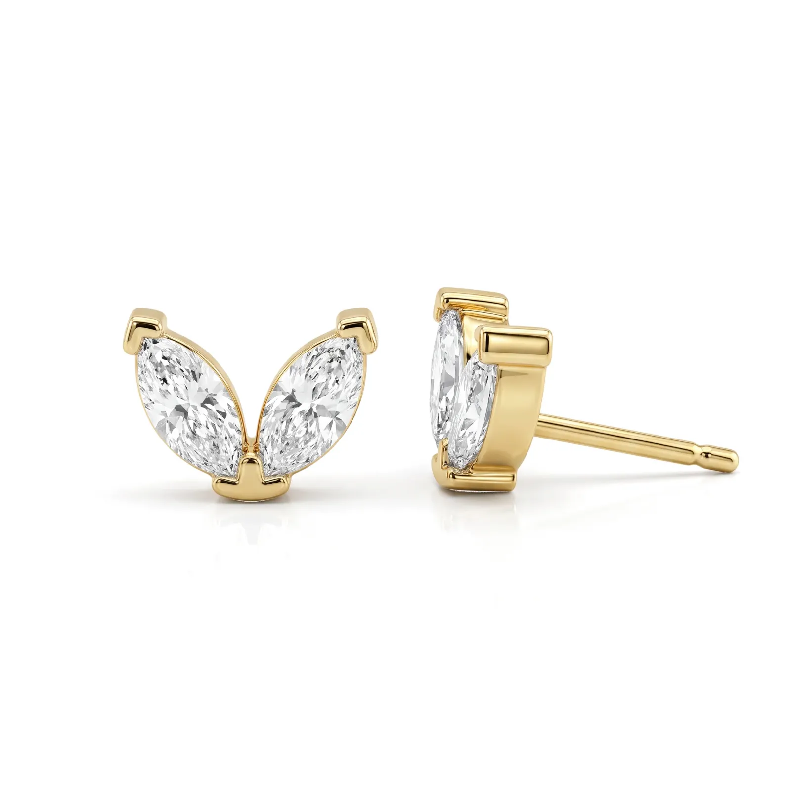 Two Stone Marquise Wing Lab Grown Diamond Studs view 2