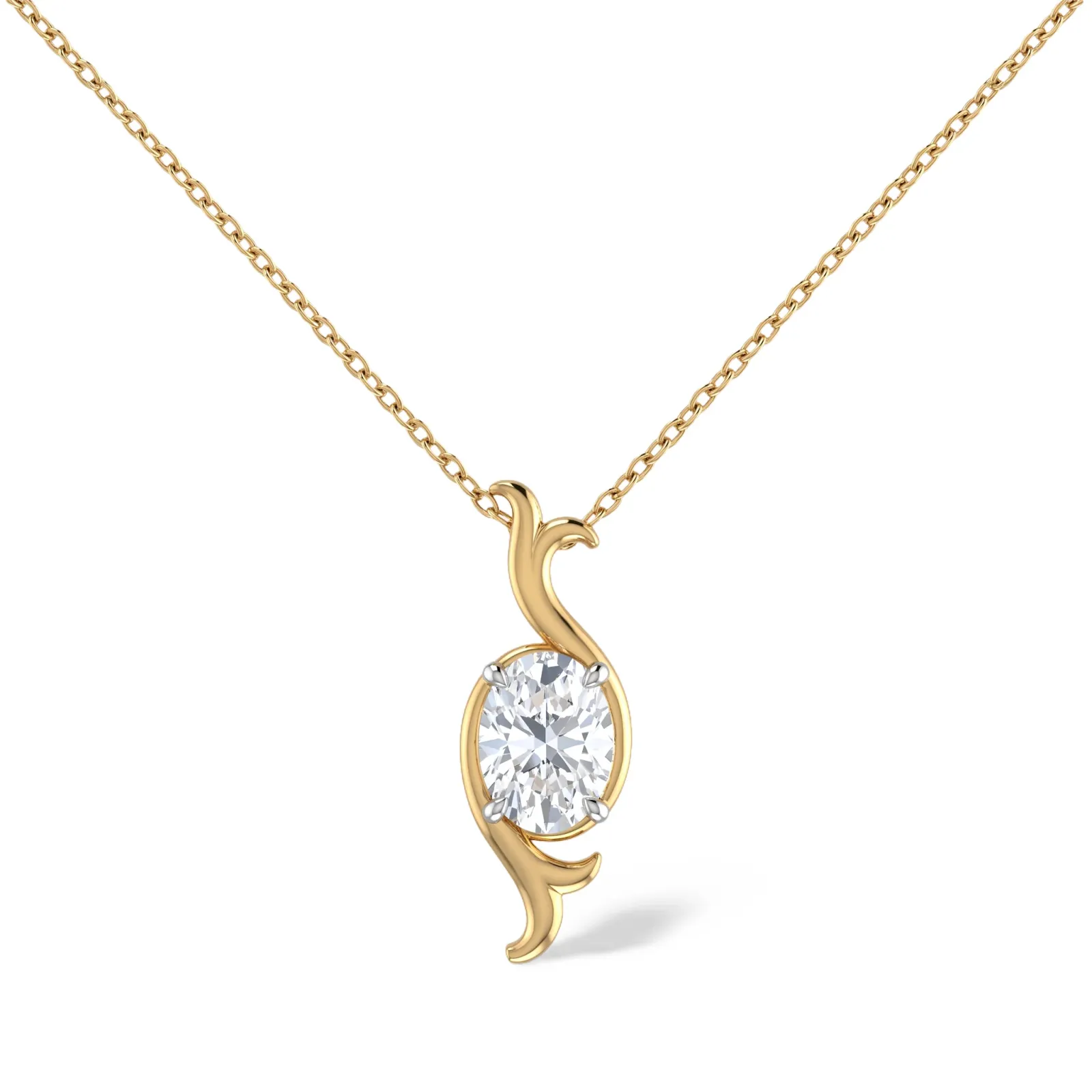 Oval Shaped Elegant Modern Drop Lab Grown Pendant