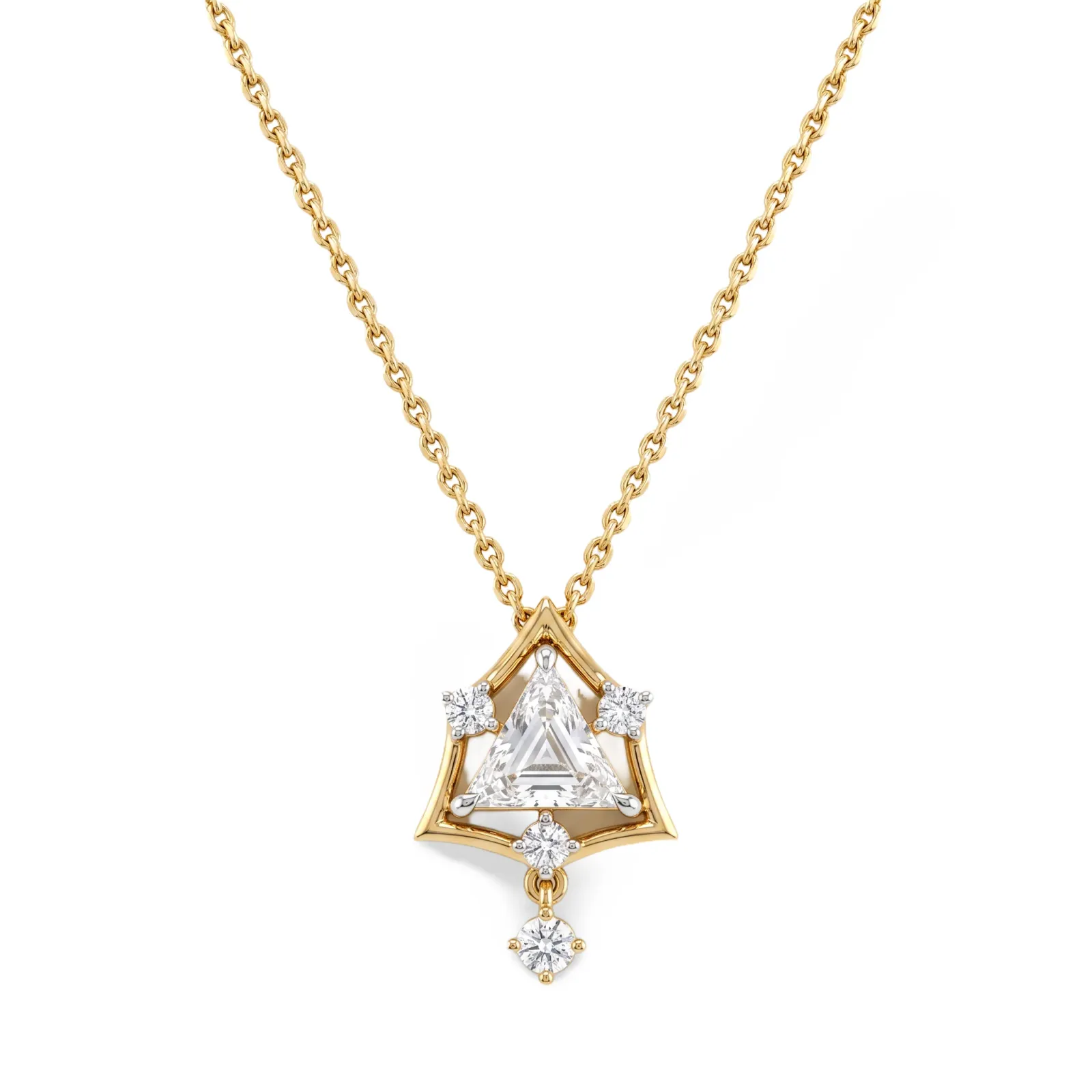 Trilliant Cut Feature Diamond Pendant