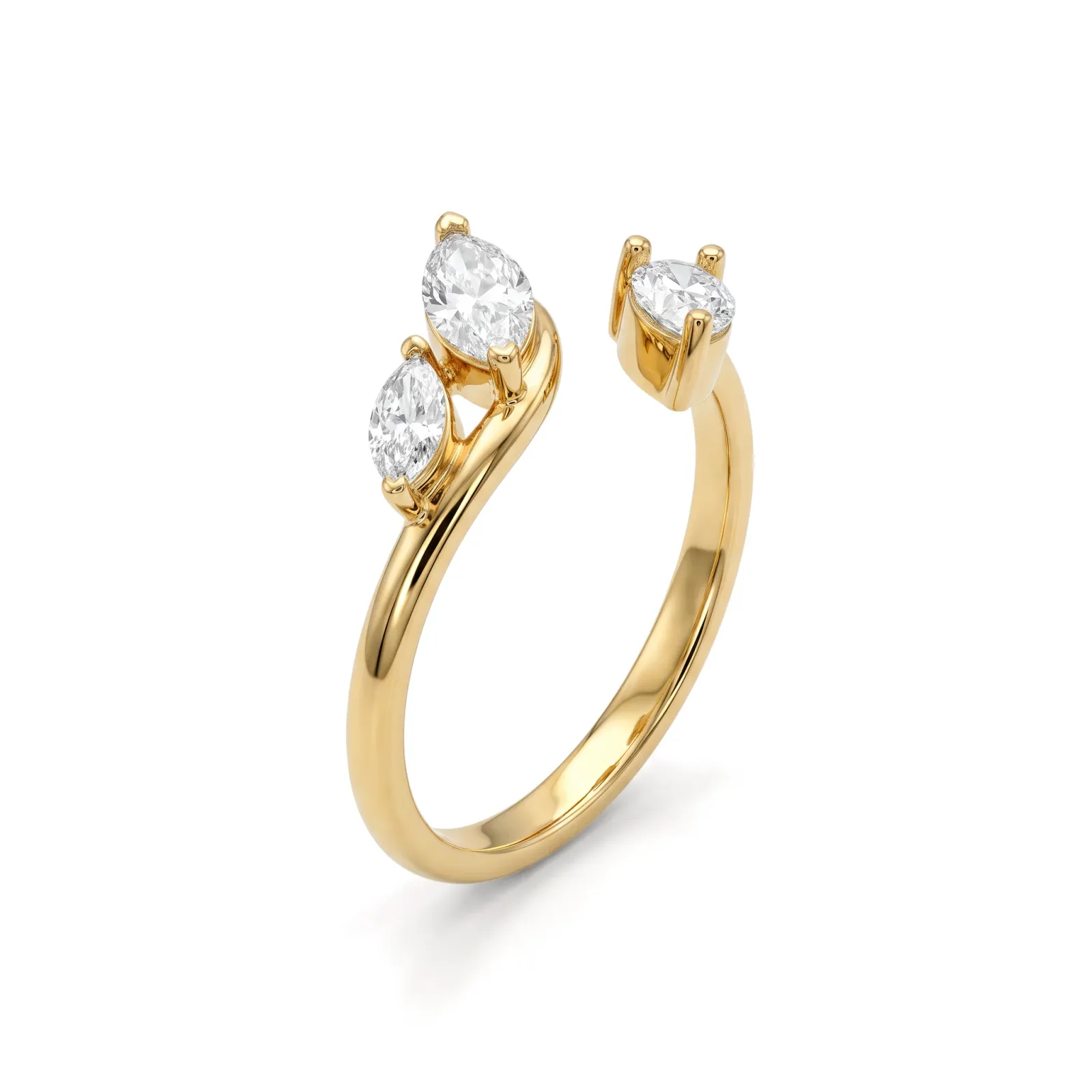 Botanical Open Bypass Marquise Cluster Diamond Ring view 2