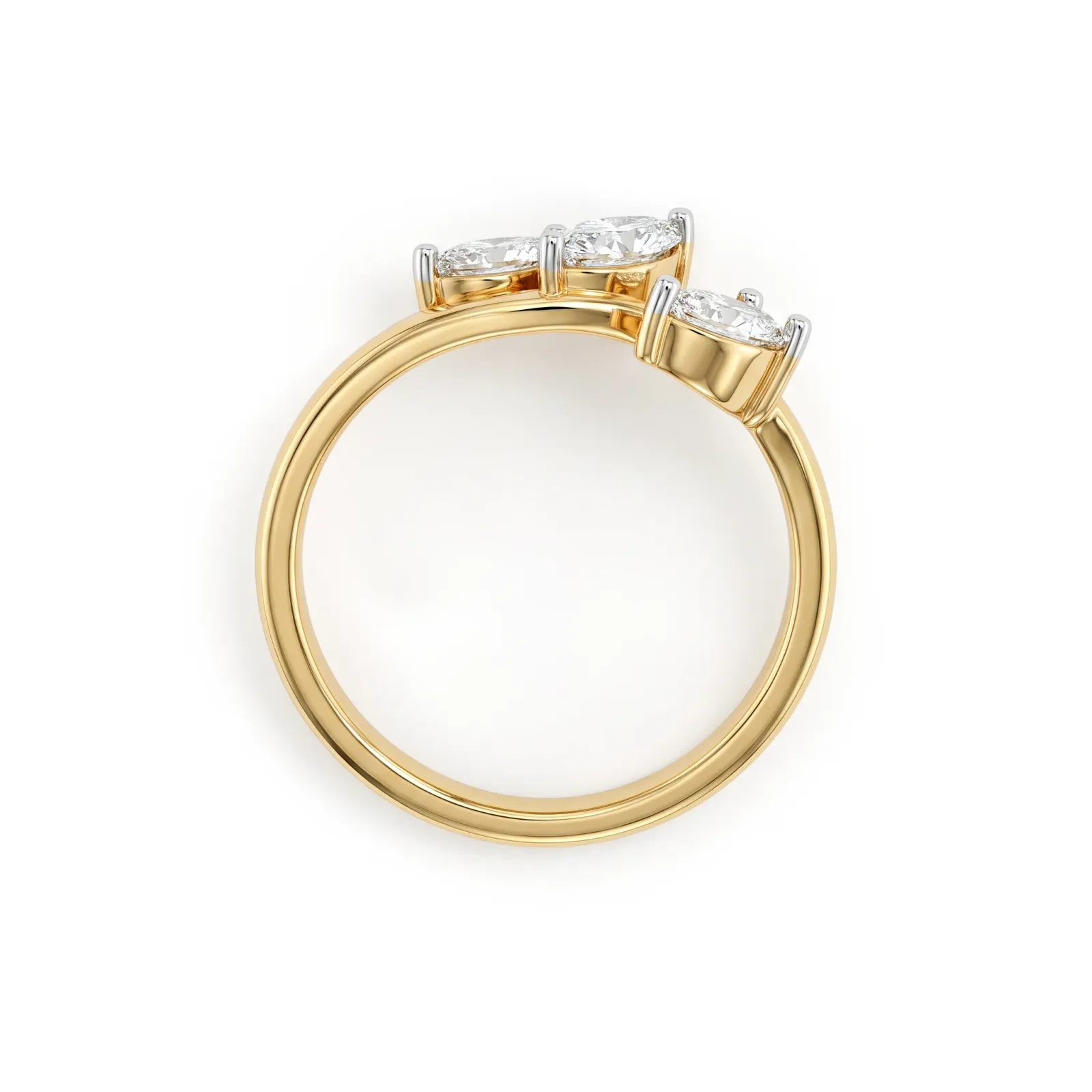 Botanical Open Bypass Marquise Cluster Diamond Ring view 3