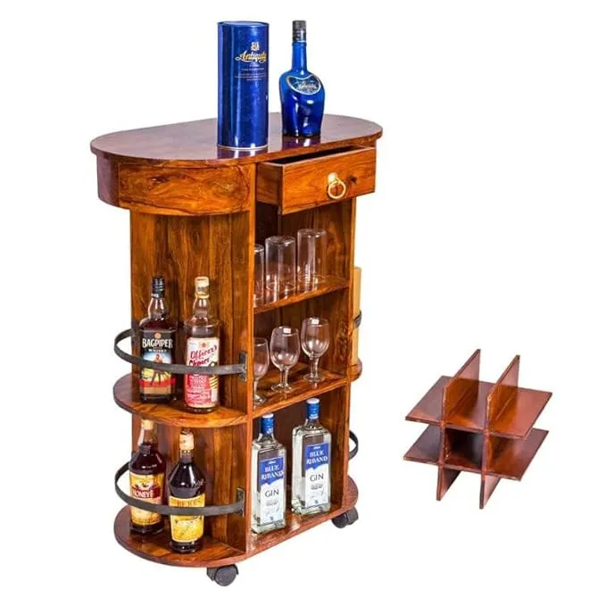 Solid Sheesham Wood Wall-Mounted Bar Cabinet