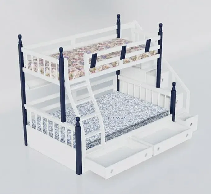 Solid Sheesham Wood Bunk Bed with Storage