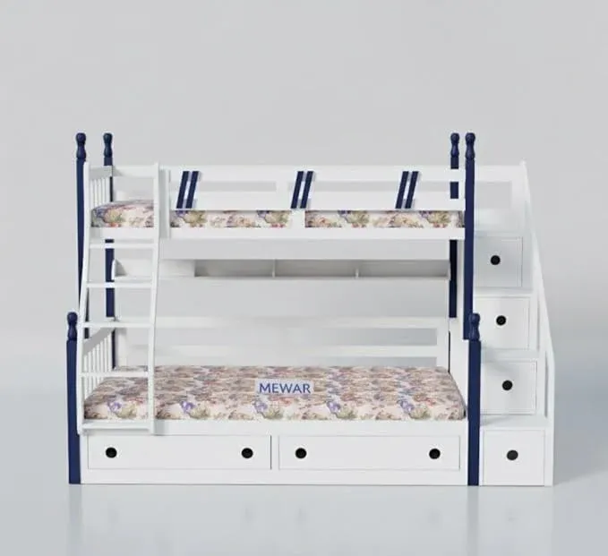 Solid Sheesham Wood Bunk Bed with Storage view 3