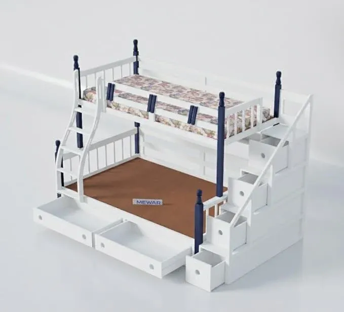 Solid Sheesham Wood Bunk Bed with Storage view 5