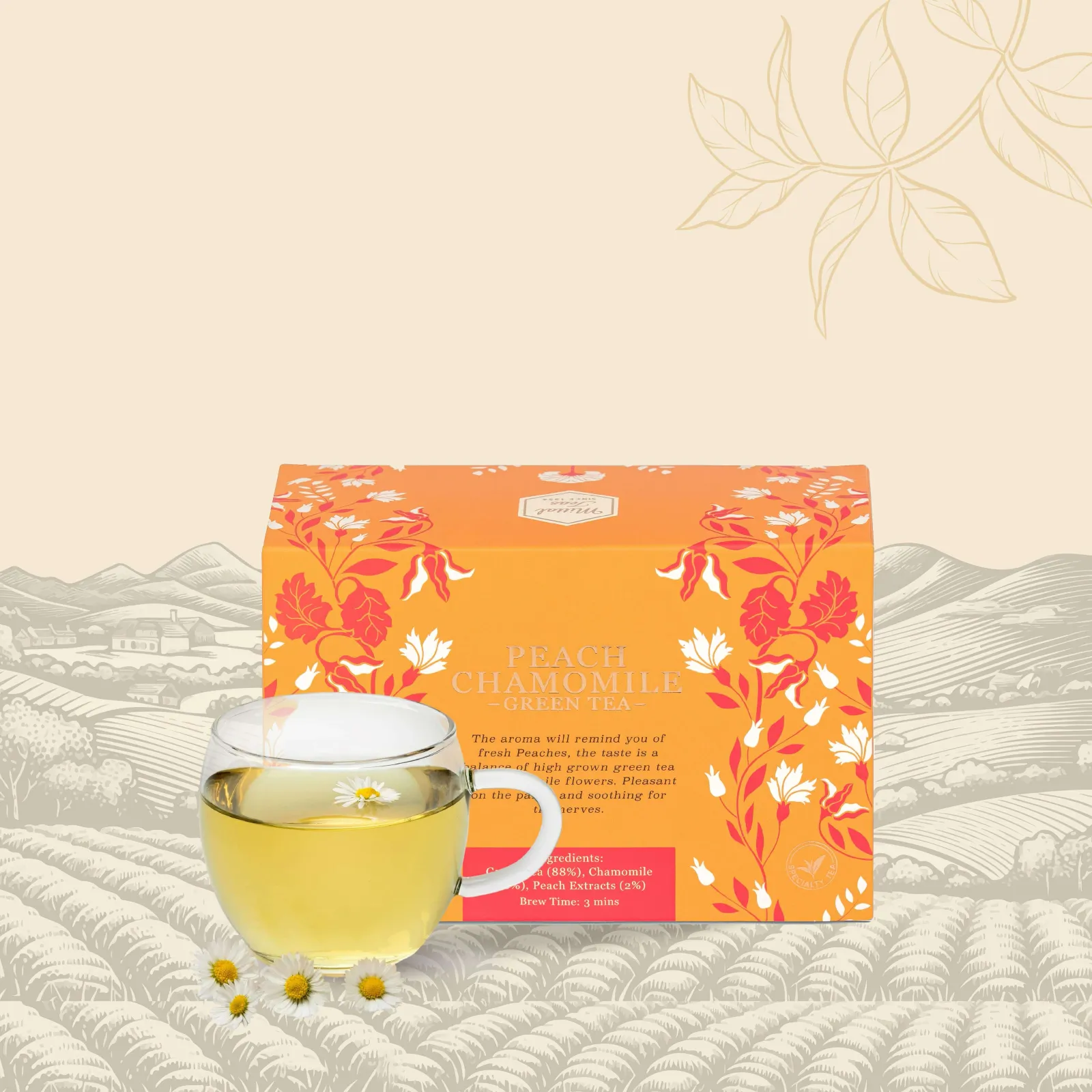 Peach Chamomile Green Tea - 20 Eco Friendly Bags view 4