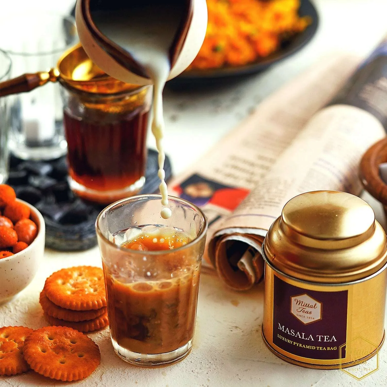 Wood & Gold Strainer + Ginger Tulsi Chai (500 Gram) view 3