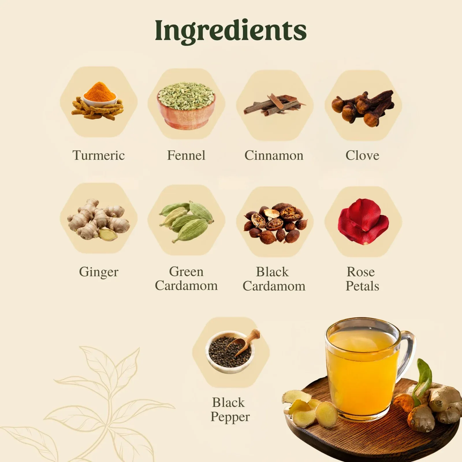 Mittal Teas – Turmeric Elixir | Healing Herbal Blend with Turmeric, Fennel, Cardamom, Clove, and Ginger view 2