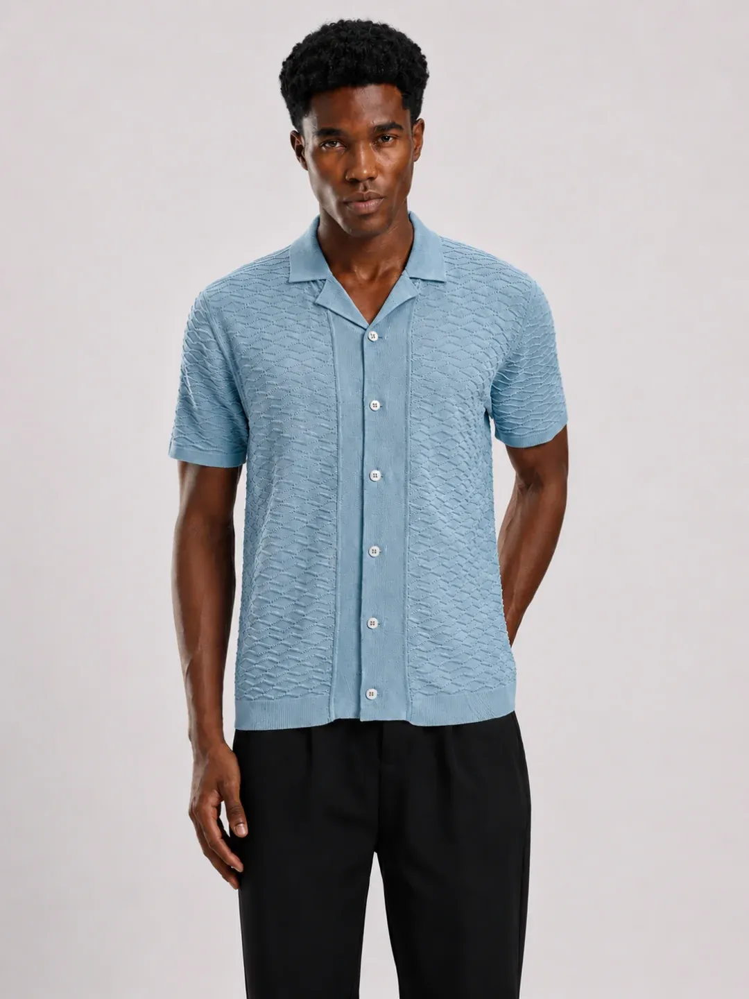 Textured Regular Fit Flat Knit Shirt