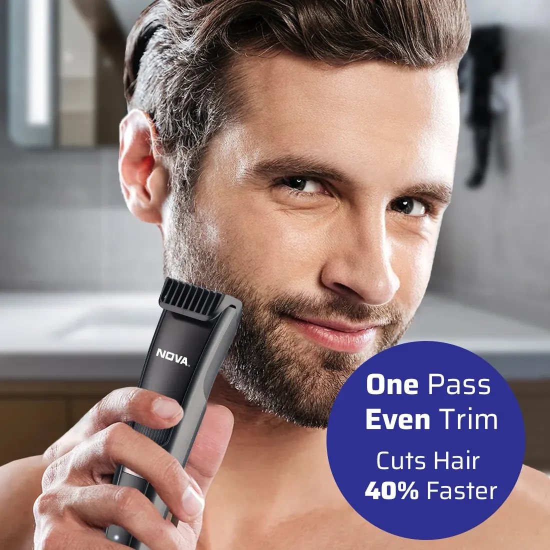 NOVA NHT 1058 Waterproof Runtime: 200 min Trimmer for Men (Grey) view 7