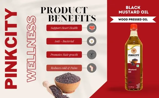 Pinkcity Wellness Wooden Cold Pressed Mustard oil | 5 Litre | 1 Litre x 5 view 2